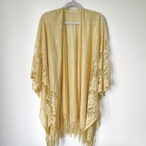 Urban Outfitters Yellow Lace Robe with Fringe